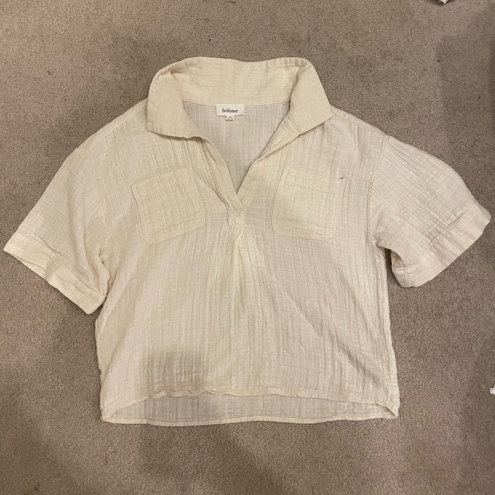 Bohme cream shirt. Only worn a few times. Not my style. Very soft & comfortable.